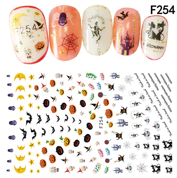 NS5D010  ForLife New Skull Pumpkkin Halloween Nail Art Stickers Decorations 3d Adhesive Salon Beauty Nail Stickers