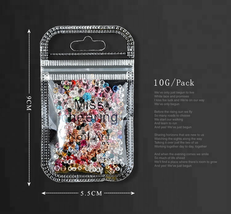 NRS011 Crystal Mixed Size Pointed Back Glass Rhinestones Charm 3D Nail Art Jewelry Decorations