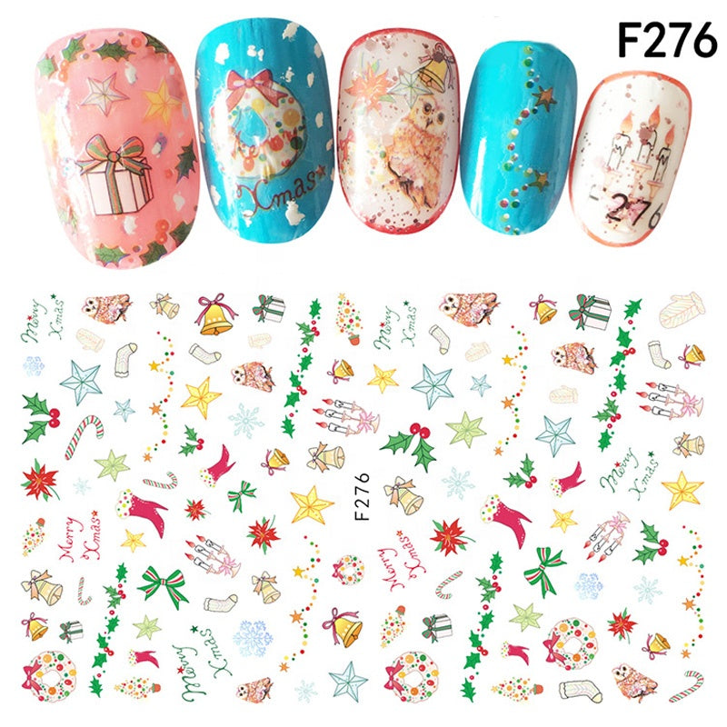 NS5D027  ForLife 1Pcs Christmas Series 3d Adhesive Nail Stickers Decorations Snowman Boots Tress Xmas Designs Nail Beauty Stickers