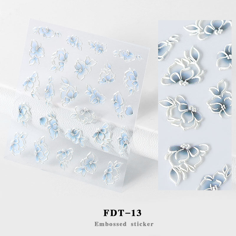 NS5D012   ForLife 2019 New Design 5D Embossed Charm Flowers Nail Art Stickers Decorations