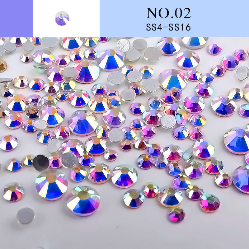 NRS014 Nail Art Rhinestone Mix SS4-SS20 Size Glass Flatback Crystal Non Hotfix 3d Nails Art Decorations