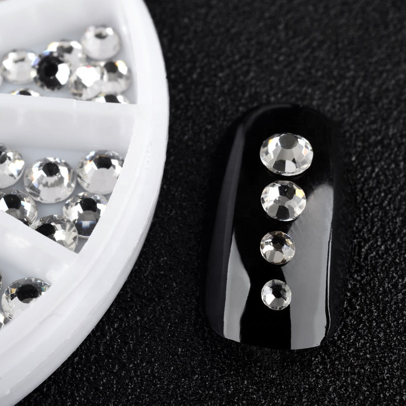 NAW009 Crystal Clear Nail Rhinestone Wheel Mix Sizes Flatback Glitter Nail Stones DIY Charm Nail Sticker Decoration