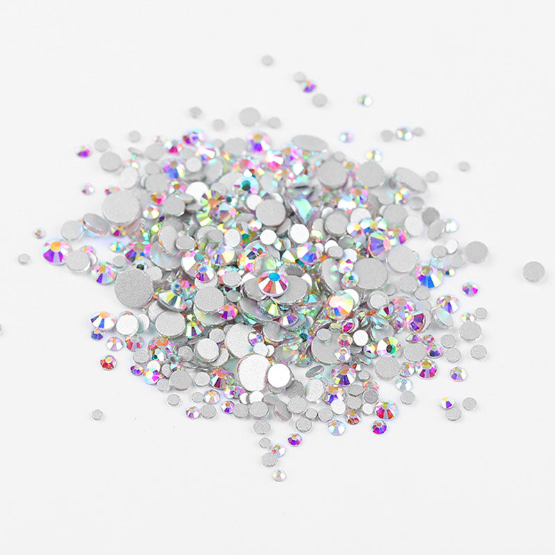 NRS005 ForLife New 8 Colors Muliti Size 1440 Pcs Mix Size AB Crystal Glass Rhinestones Nail Non Hotfix Flatbacks Nail Decorations