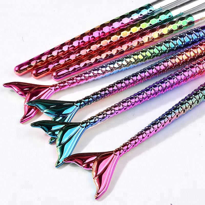 NAB009 ForLife 7 Style Gradient Mermaid Nail Art Painting Liner Brush UV Gel Polish 3D French Tips Sculpture Drawing Pen