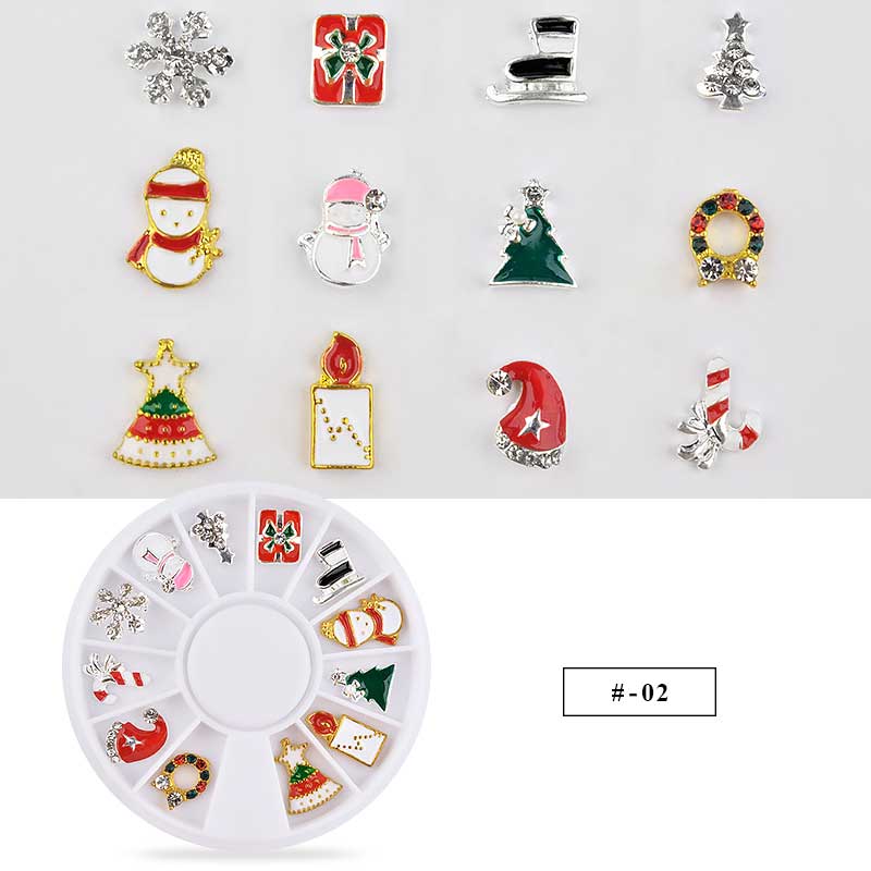 NAW012 Alloy Christmas Nail Decoration Wheel 3D Nail Jewelry Accessories