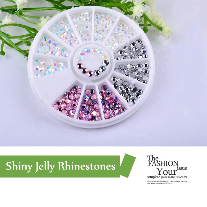 NAW019 1 Wheel Colorful Resin Jelly Flatback 3D Nail Rhinestone Decoration Wheel Manicure Nail Art Accessories