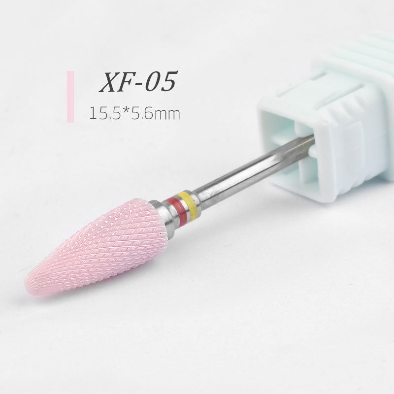 NDB006  Pink 3/32 " Bullet Ceramic Nail Drill Bits Electric Drilling Manicure Machine Accessories Files Cutter Tools