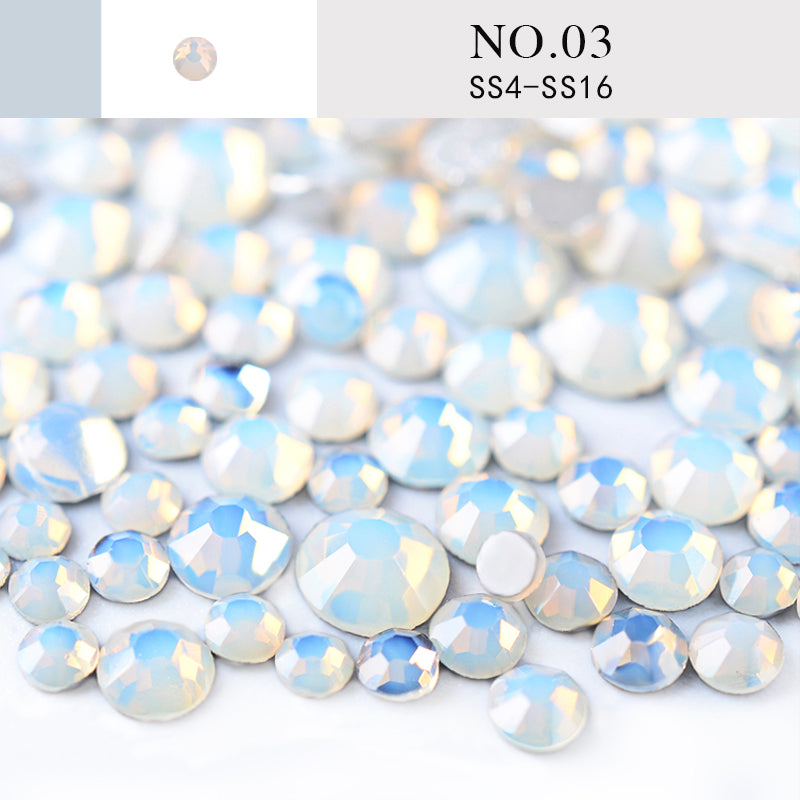 NRS014 Nail Art Rhinestone Mix SS4-SS20 Size Glass Flatback Crystal Non Hotfix 3d Nails Art Decorations