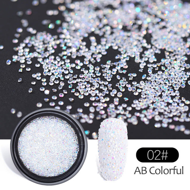 NRS009 ForLife 1Box Glass Nail Caviar Tiny Rhinestones Micro Pixie Crystals 3d Sharp End Glitter Strass For Nails Art Decorations