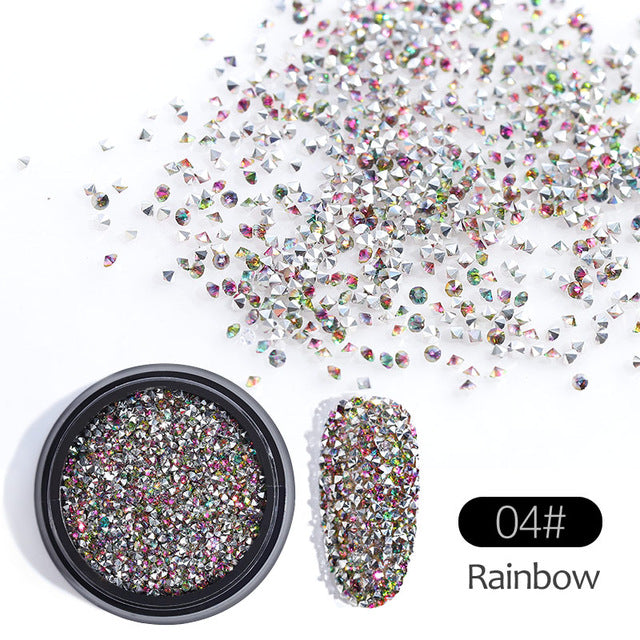 NRS009 ForLife 1Box Glass Nail Caviar Tiny Rhinestones Micro Pixie Crystals 3d Sharp End Glitter Strass For Nails Art Decorations