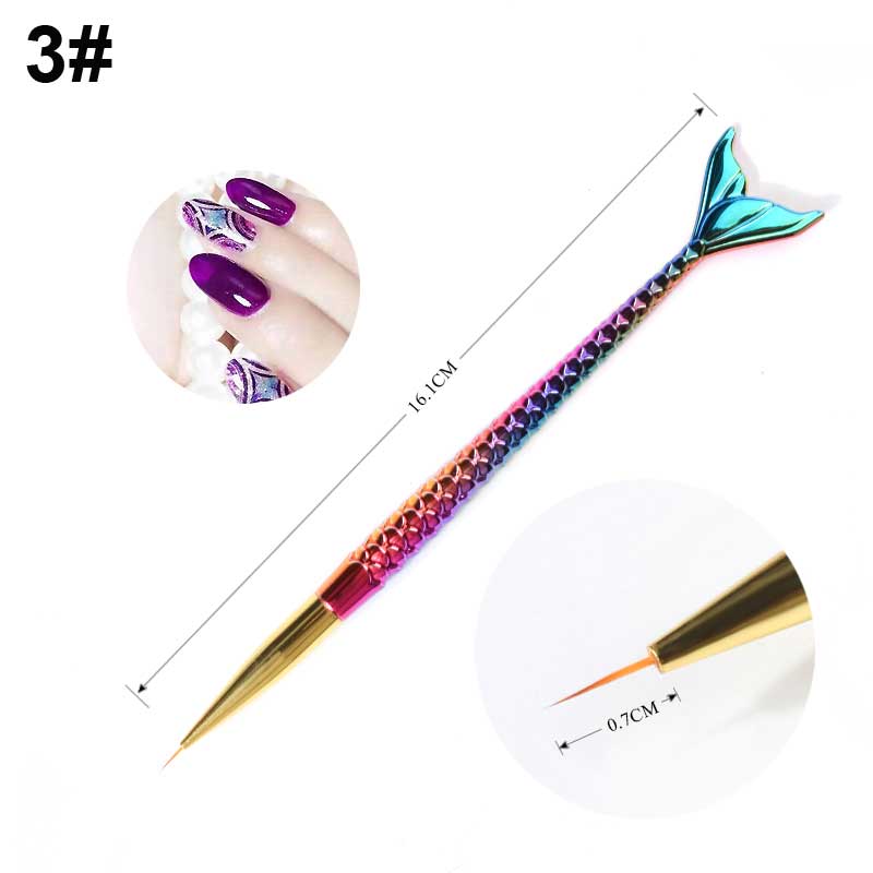 NAB009 ForLife 7 Style Gradient Mermaid Nail Art Painting Liner Brush UV Gel Polish 3D French Tips Sculpture Drawing Pen