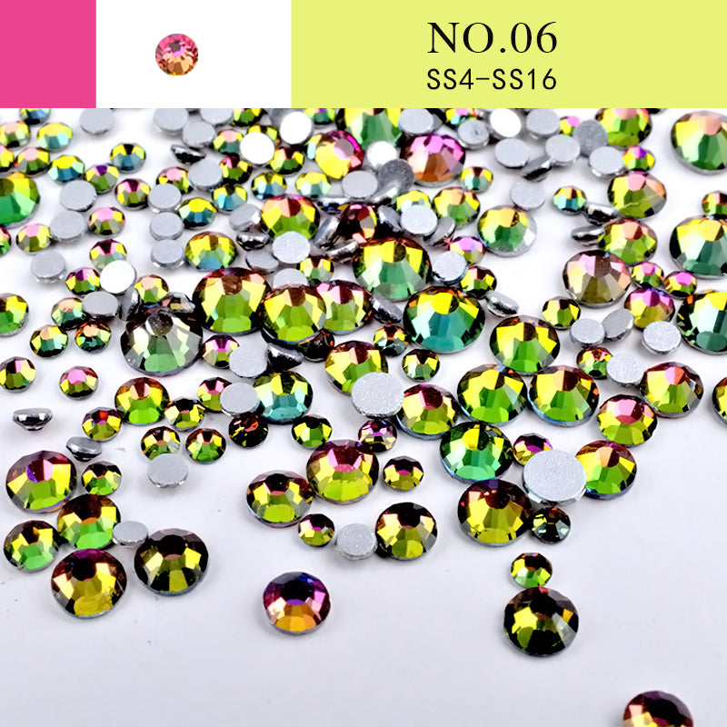 NRS014 Nail Art Rhinestone Mix SS4-SS20 Size Glass Flatback Crystal Non Hotfix 3d Nails Art Decorations