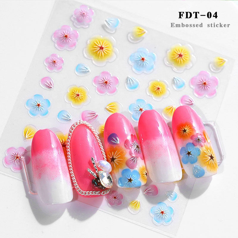 NS5D011  ForLife Self Adhesive Embossed 5D Nail Stickers Decals DIY Charm Design Manicure Nail Art Decoration