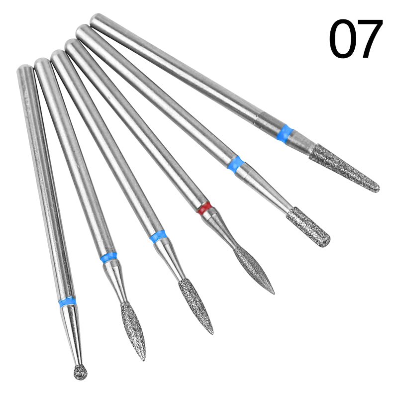NDB027  High Quality Professional 6pcs Diamond Burr Electric Machine Accessories Nails Tools Drill Bit Acrylic Art File Set