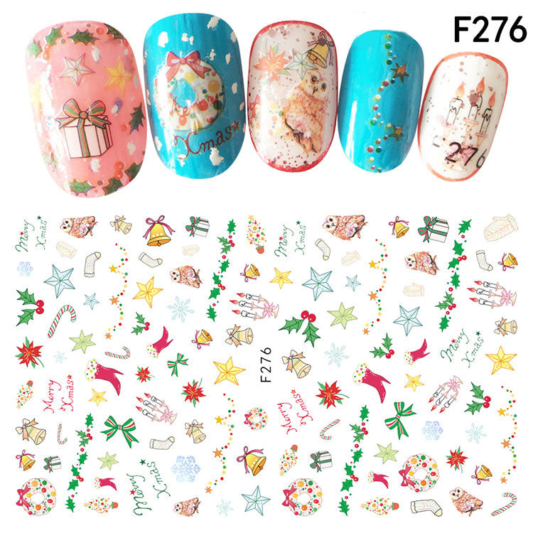 NS5D027  ForLife 1Pcs Christmas Series 3d Adhesive Nail Stickers Decorations Snowman Boots Tress Xmas Designs Nail Beauty Stickers