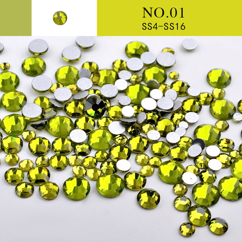 NRS014 Nail Art Rhinestone Mix SS4-SS20 Size Glass Flatback Crystal Non Hotfix 3d Nails Art Decorations