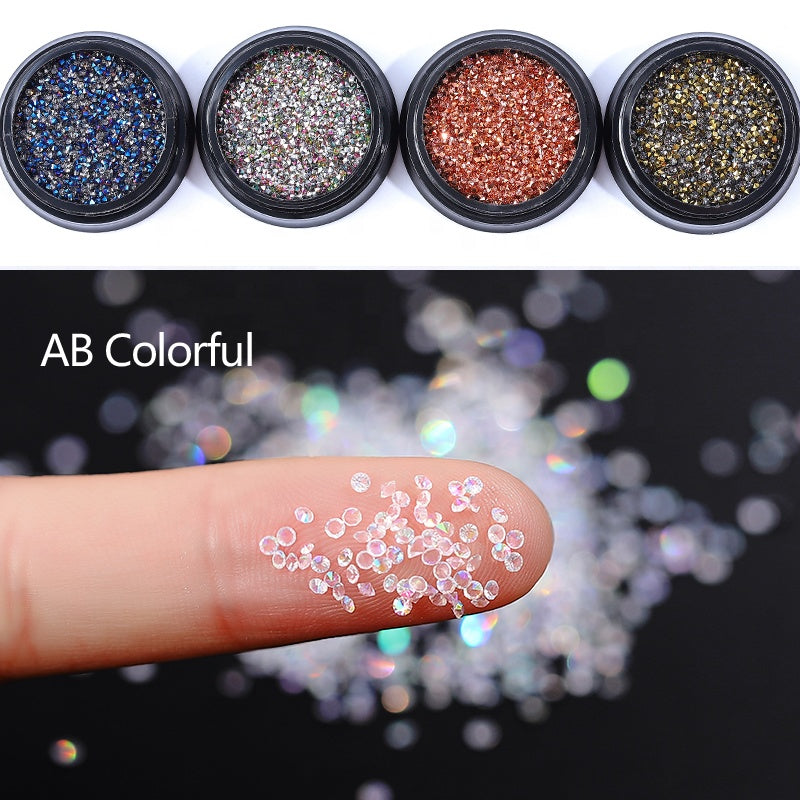 NRS009 ForLife 1Box Glass Nail Caviar Tiny Rhinestones Micro Pixie Crystals 3d Sharp End Glitter Strass For Nails Art Decorations