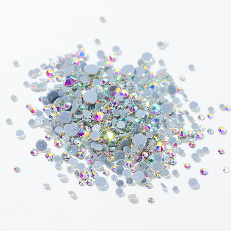 NRS005 ForLife New 8 Colors Muliti Size 1440 Pcs Mix Size AB Crystal Glass Rhinestones Nail Non Hotfix Flatbacks Nail Decorations