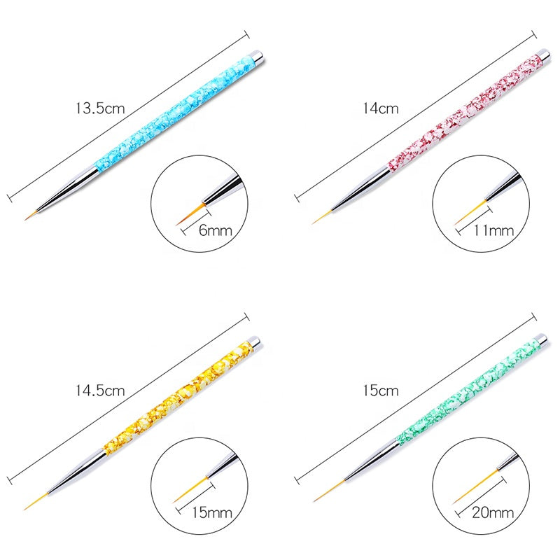 NBR006 ForLife 4Pcs/Set Nail Art Liner Gird Stripes Drawing Brushes Marble Printed Gradient UV Gel Polish Painting Pen DIY Tips