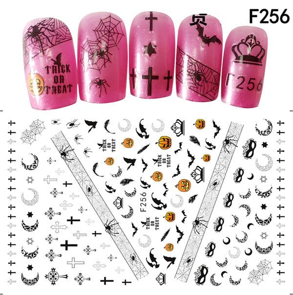 NS5D010  ForLife New Skull Pumpkkin Halloween Nail Art Stickers Decorations 3d Adhesive Salon Beauty Nail Stickers
