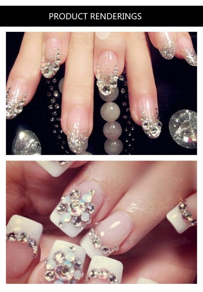 NAW009 Crystal Clear Nail Rhinestone Wheel Mix Sizes Flatback Glitter Nail Stones DIY Charm Nail Sticker Decoration