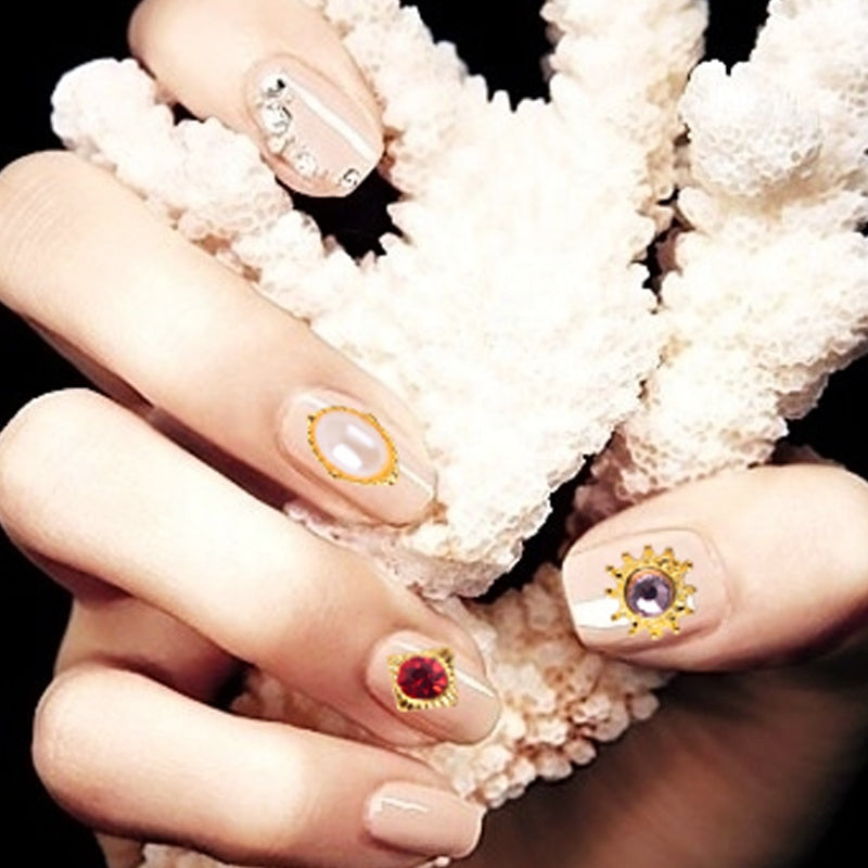 NAW014 12pcs 3d Alloy Charm Nail Rhinestone Pearl Decorations Design Nail Jewelry Wheel Tools