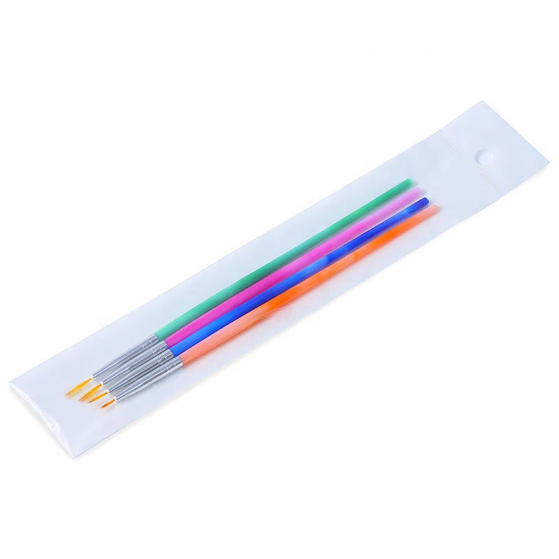NBR004  ForLife 4Pcs/Set Gradient Colorful Nail Art Brush For Liner Painting Drawing Carving Professional Manicure Tools Set