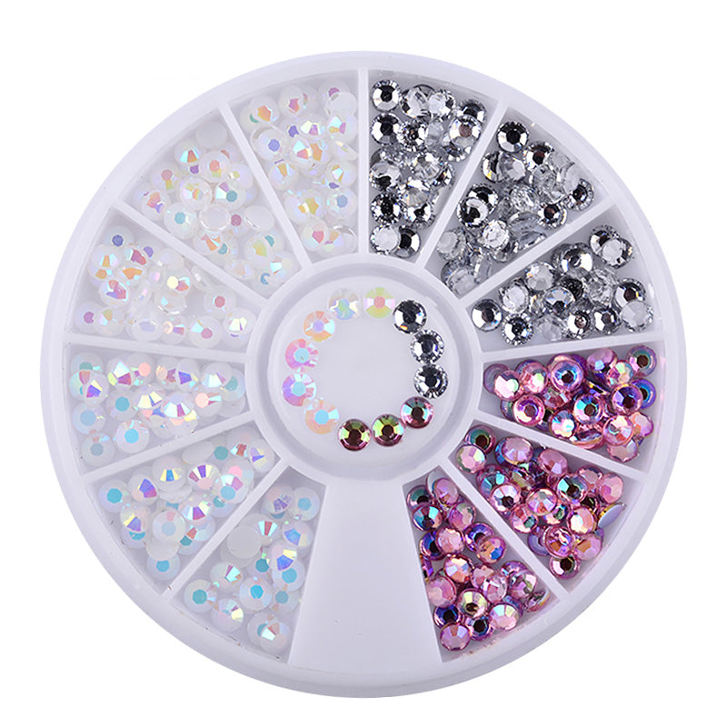 NAW019 1 Wheel Colorful Resin Jelly Flatback 3D Nail Rhinestone Decoration Wheel Manicure Nail Art Accessories