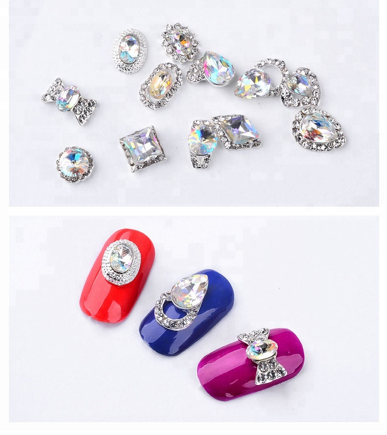 NAW017 Alloy Crystal AB Glitter Nail Art Wheel Rhinestones Diamond Decoration Jewelry 3D Nail Supplies