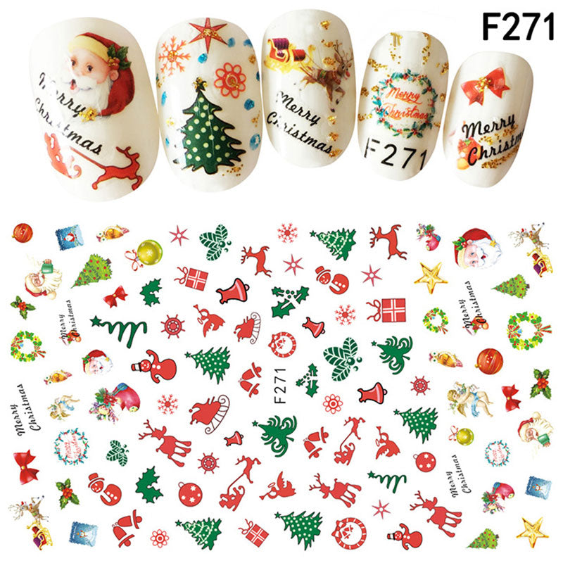 NS5D027  ForLife 1Pcs Christmas Series 3d Adhesive Nail Stickers Decorations Snowman Boots Tress Xmas Designs Nail Beauty Stickers