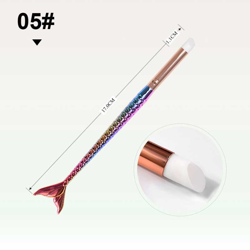 NAB018 ForLife 5 Types Mermaid Silicone Nail Art Brush Pen Carving Emboss Shaping Hollow Sculpture Manicure Tool
