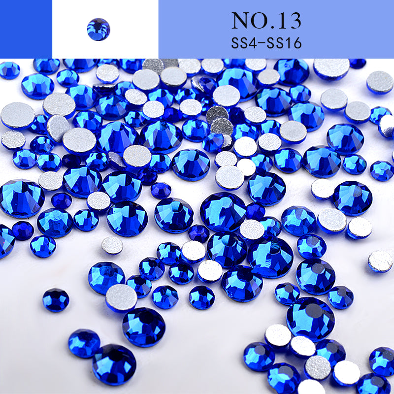 NRS014 Nail Art Rhinestone Mix SS4-SS20 Size Glass Flatback Crystal Non Hotfix 3d Nails Art Decorations
