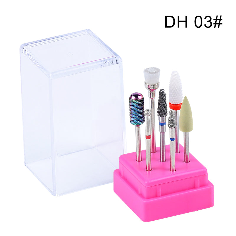 NDB028   Nail Drill Bits Set Ceramic Tungsten Steel Alloy 7PCS Acrylic Cuticle Nails File Bit Manicure Pedicure Tools