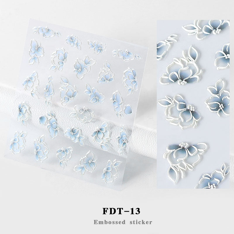 NS5D012   ForLife 2019 New Design 5D Embossed Charm Flowers Nail Art Stickers Decorations