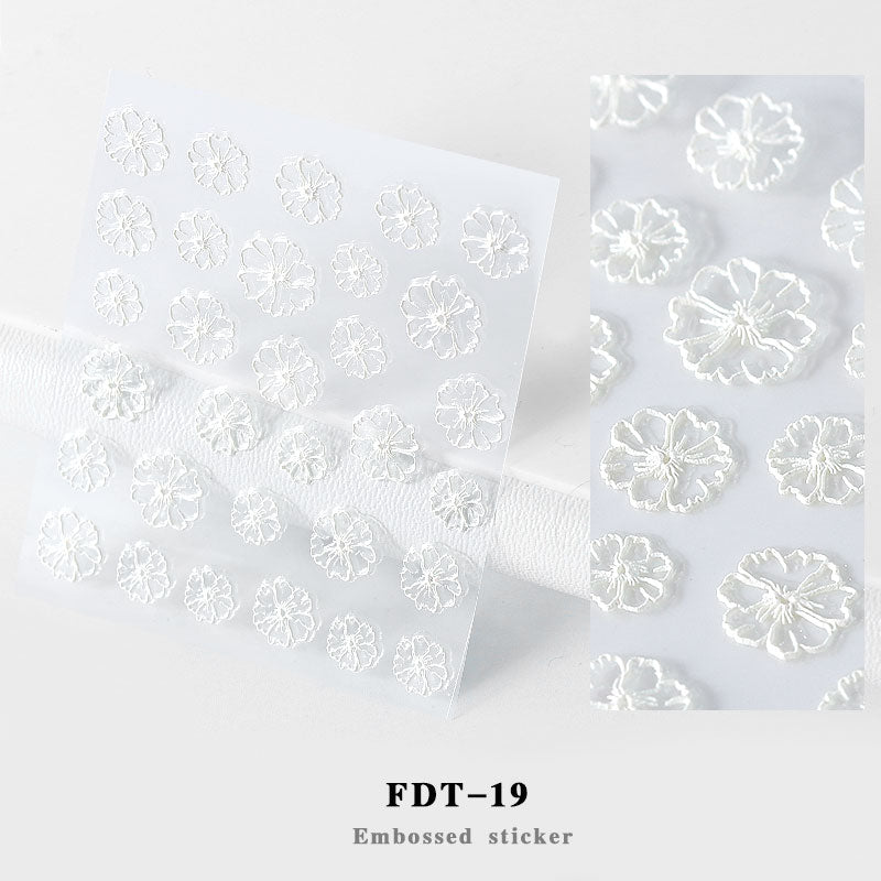NS5D012   ForLife 2019 New Design 5D Embossed Charm Flowers Nail Art Stickers Decorations