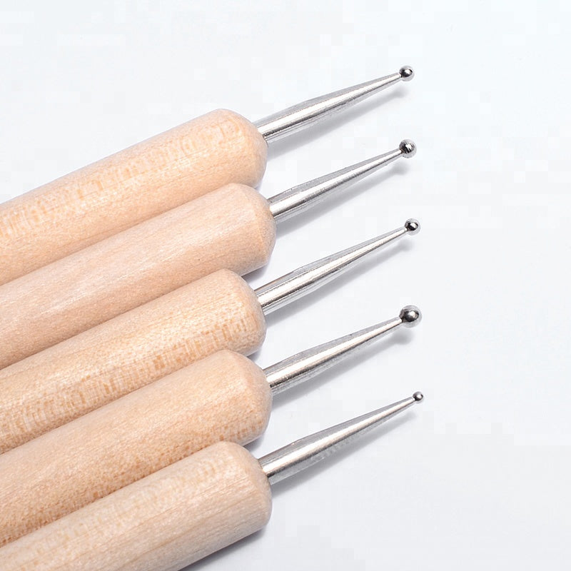 NBR001 ForLife Hot 5 Pcs 2 Way Wooden Nail Dotting Pen Set DIY Rhinestones Sequins Picking Nail Art Dot Dotting Tools