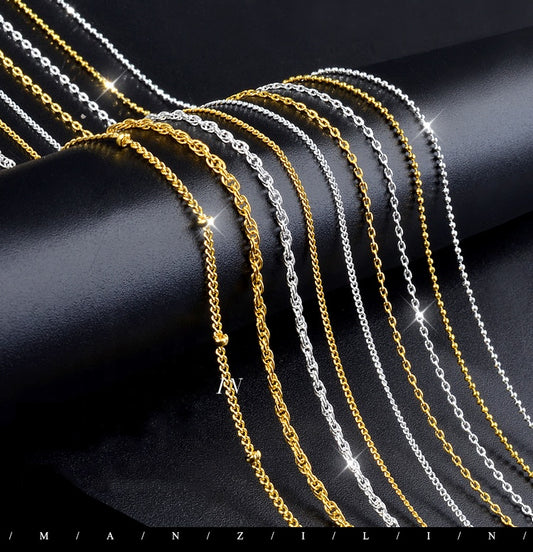 NDE028 ForLife Gold Silver Metal Punk Design 3d Nail Art Chain Decorations DIY Nail Accessories