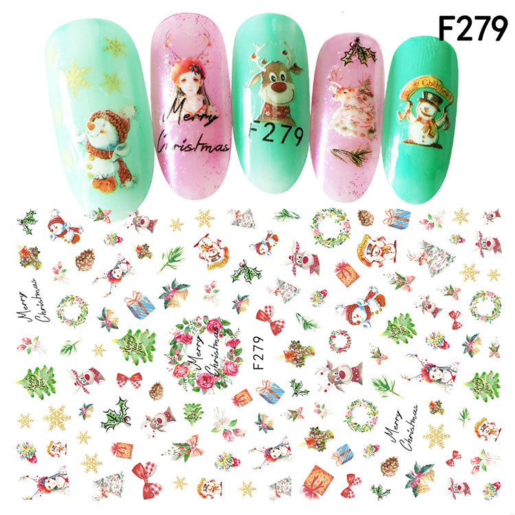 NS5D027  ForLife 1Pcs Christmas Series 3d Adhesive Nail Stickers Decorations Snowman Boots Tress Xmas Designs Nail Beauty Stickers