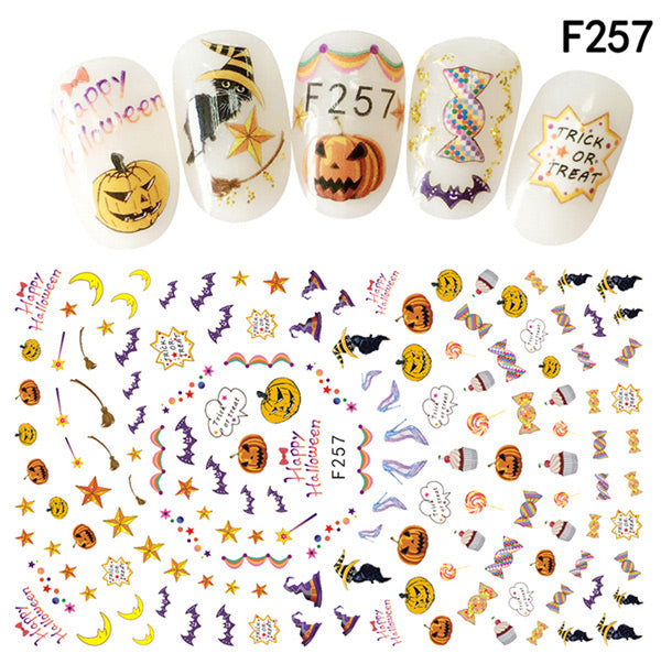 NS5D010  ForLife New Skull Pumpkkin Halloween Nail Art Stickers Decorations 3d Adhesive Salon Beauty Nail Stickers