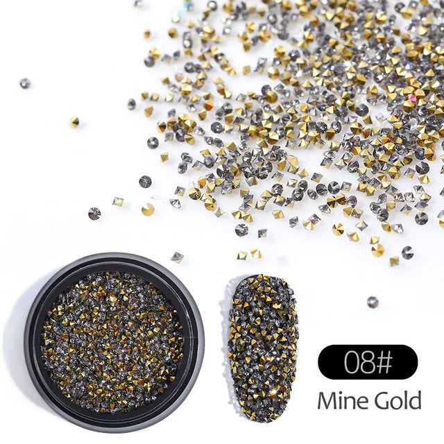 NRS009 ForLife 1Box Glass Nail Caviar Tiny Rhinestones Micro Pixie Crystals 3d Sharp End Glitter Strass For Nails Art Decorations