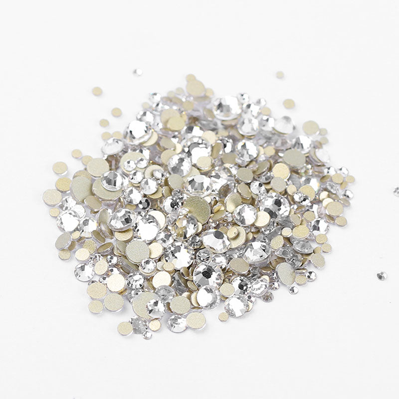 NRS005 ForLife New 8 Colors Muliti Size 1440 Pcs Mix Size AB Crystal Glass Rhinestones Nail Non Hotfix Flatbacks Nail Decorations