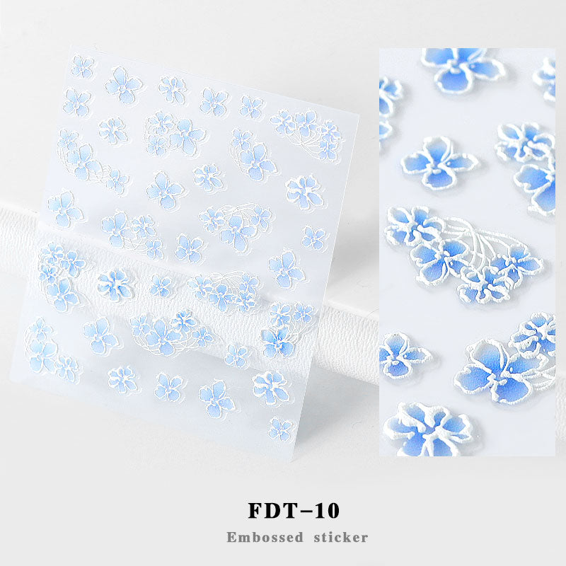 NS5D012   ForLife 2019 New Design 5D Embossed Charm Flowers Nail Art Stickers Decorations