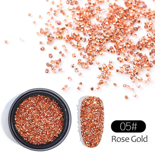 NRS009 ForLife 1Box Glass Nail Caviar Tiny Rhinestones Micro Pixie Crystals 3d Sharp End Glitter Strass For Nails Art Decorations