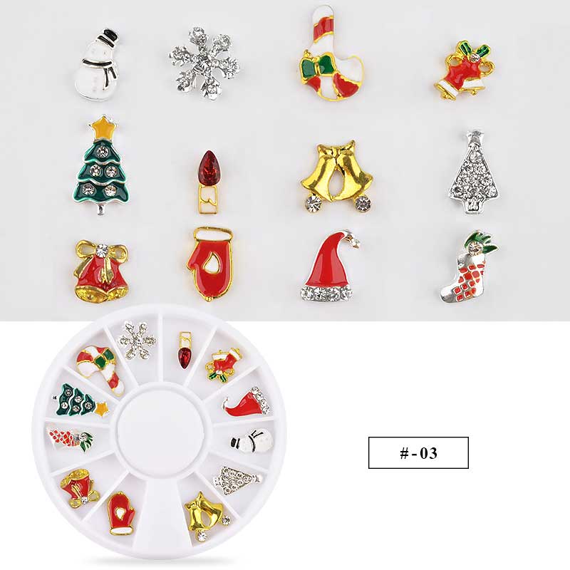 NAW012  Alloy Christmas Nail Decoration Wheel 3D Nail Jewelry Accessories