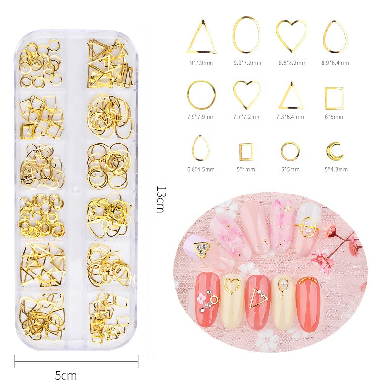 NDE032 ForLife New Hot 240pcs/box Rose Gold Metal Alloy 3d Nail Art Decoration Nail Art Sticker Accessories 4 Options