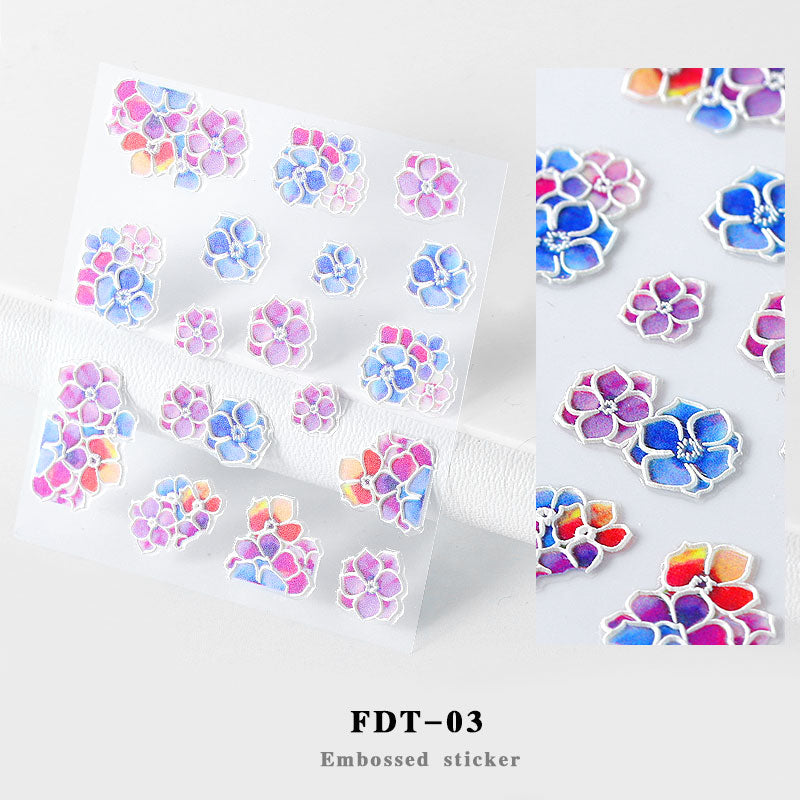 NS5D012   ForLife 2019 New Design 5D Embossed Charm Flowers Nail Art Stickers Decorations