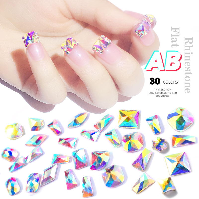 NRS019 Crystal AB 3D Nail Art Rhinestones Gem 1440pcs/bag Flatback Stones DIY Decorations Manicure Diamond Jewelry Different Shapes