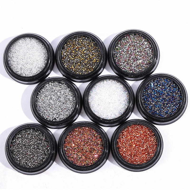NRS009 ForLife 1Box Glass Nail Caviar Tiny Rhinestones Micro Pixie Crystals 3d Sharp End Glitter Strass For Nails Art Decorations