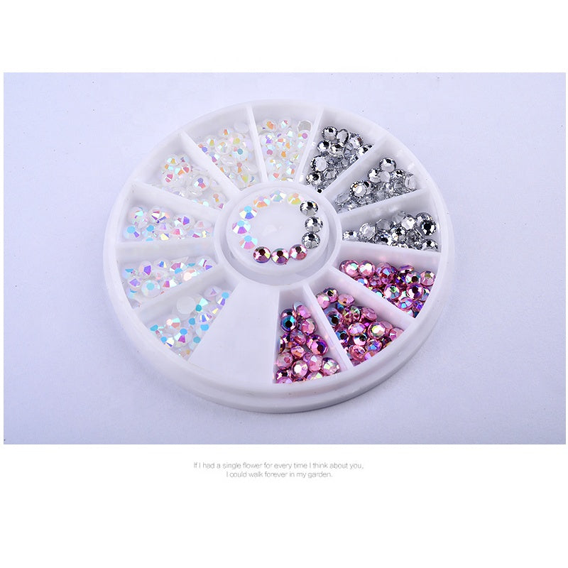 NAW019 1 Wheel Colorful Resin Jelly Flatback 3D Nail Rhinestone Decoration Wheel Manicure Nail Art Accessories