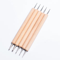 NBR001  ForLife Hot 5 Pcs 2 Way Wooden Nail Dotting Pen Set DIY Rhinestones Sequins Picking Nail Art Dot Dotting Tools